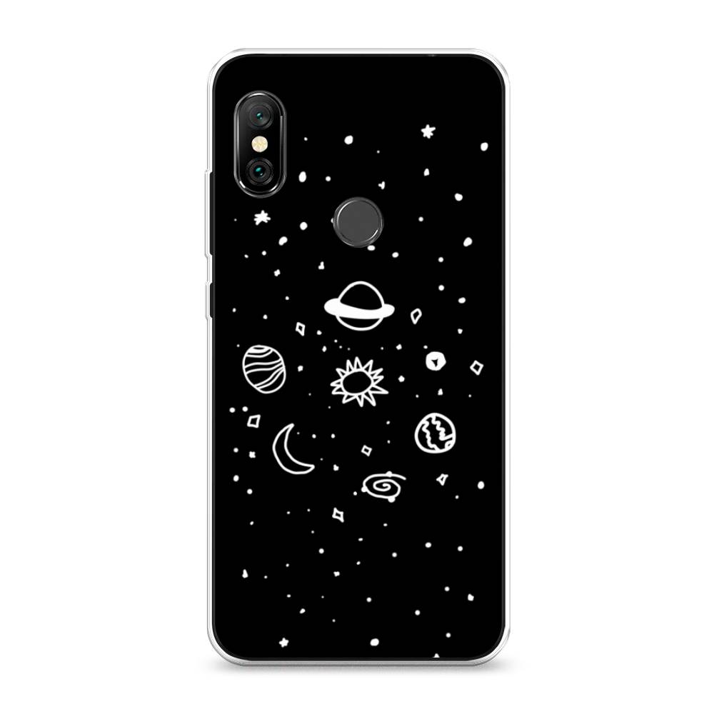 

Чехол на Xiaomi Redmi Note 6 Pro "Дудл солнечной системы", Бежевый;серый, 34650-2