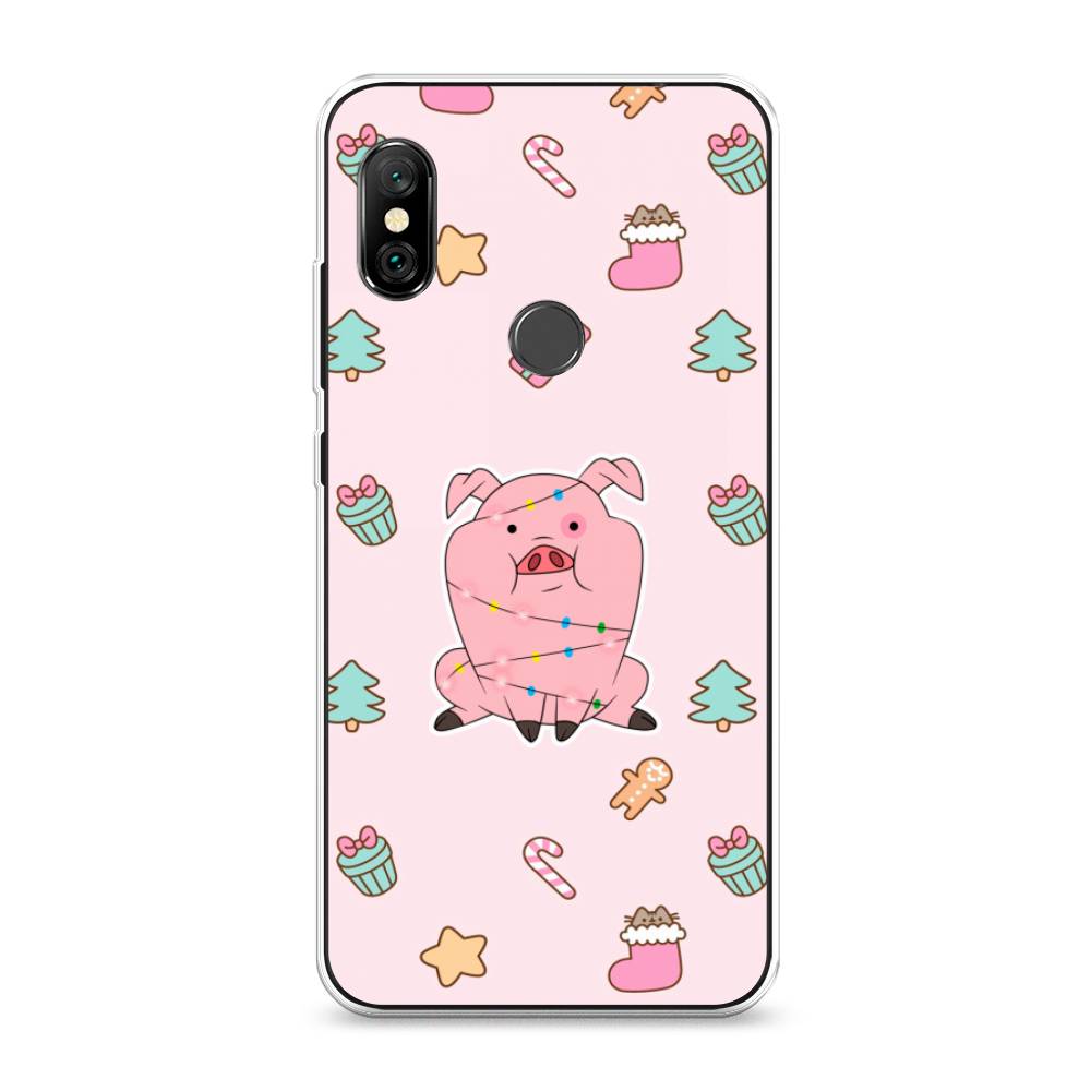 

Чехол на Xiaomi Redmi Note 6 Pro "Розовая свинка", Розовый;зеленый, 34650-5