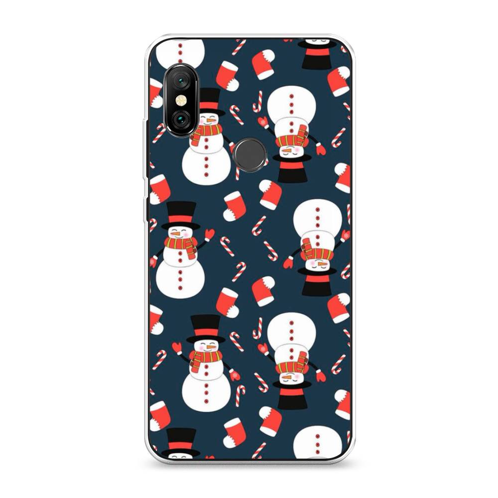 

Чехол на Xiaomi Redmi Note 6 Pro "Синие снеговики", Синий;белый;красный, 34650-5