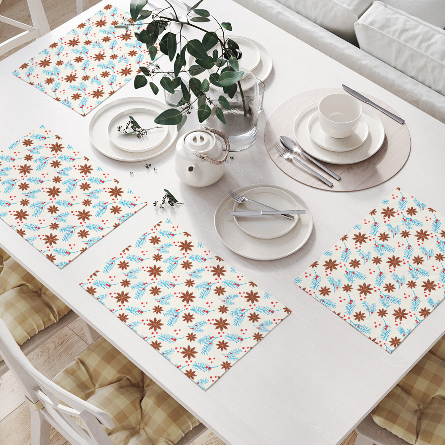 

Комплект тканевых салфеток JoyArty "Пряная гвоздика" для сервировки стола 32x46 см 4шт, Бежевый, Пряная гвоздика