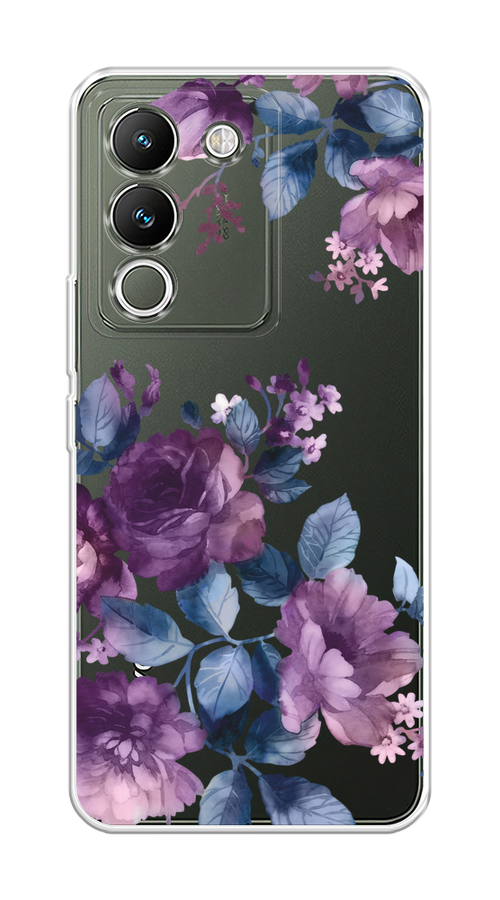 

Чехол на Vivo V29e 5G "Purple Blossoms", Синий;фиолетовый, 269650-1