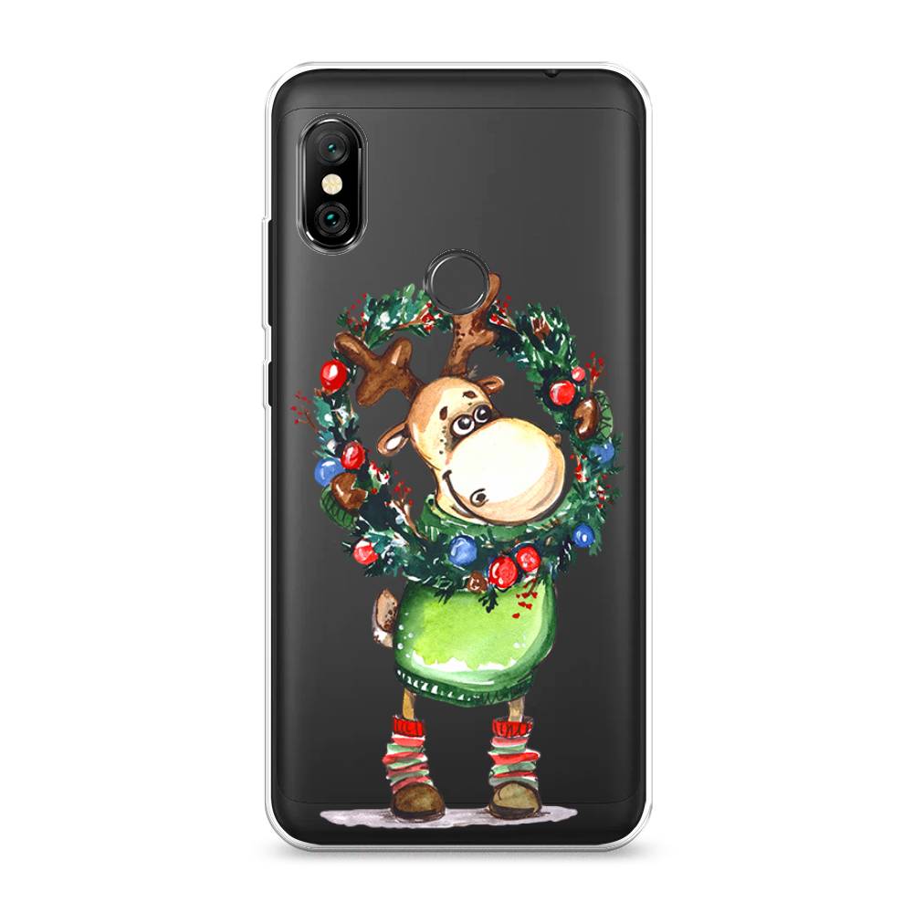 

Чехол на Xiaomi Redmi Note 6 Pro "Олень с новогодним венком", 34650-4