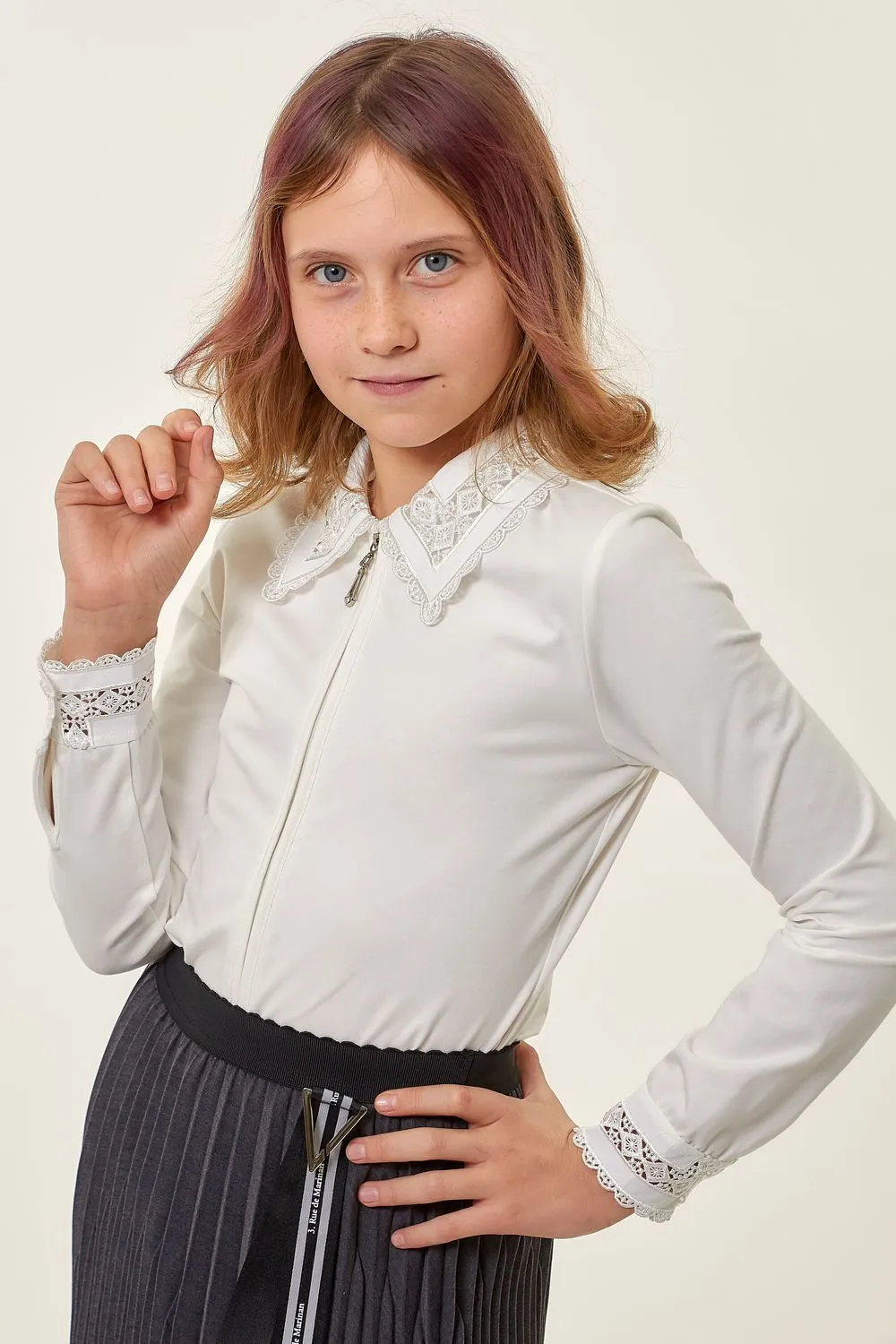 

Блузка детская Deloras C62944, белый, 122, C62944