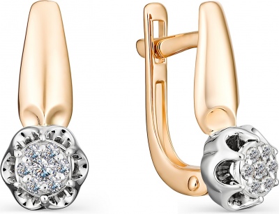 

Серьги Цветы с 14 бриллиантами из красного золота Алкор 22971-100, 22971-100