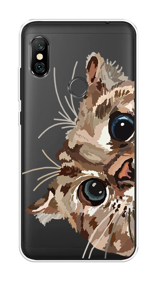

Чехол на Xiaomi Redmi Note 6 Pro "Любопытный кот", Коричневый;синий;черный, 34650-1