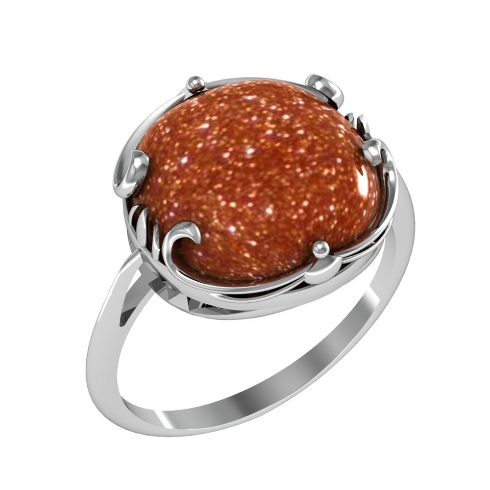 

Кольцо из серебра с авантюрином р.19 ПРИВОЛЖСКИЙ ЮВЕЛИР 251208-AV, 251208-AV