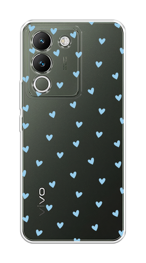 

Чехол на Vivo V29e 5G "Голубые сердечки паттерн", Голубой;прозрачный, 269650-1