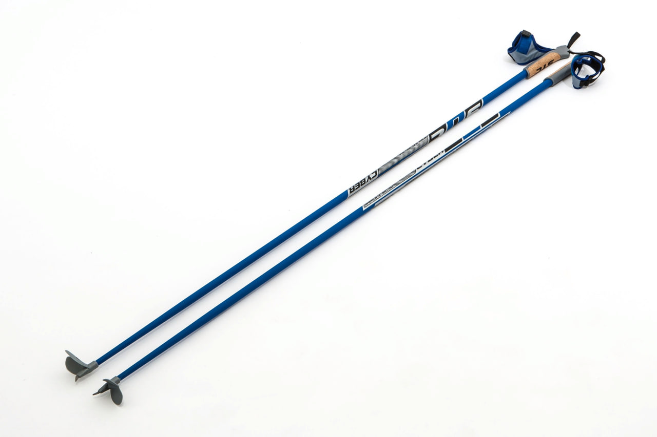 Лыжные палки STC Cyber Blue, гибрид 60%/40%, 140 см
