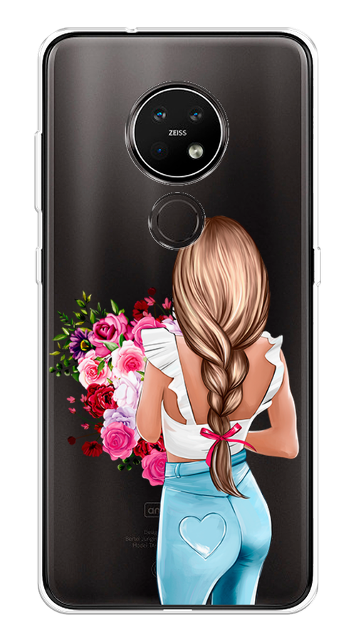 

Чехол на Nokia 7.2 "Девушка с цветами", Коричневый;розовый;голубой, 123150-6