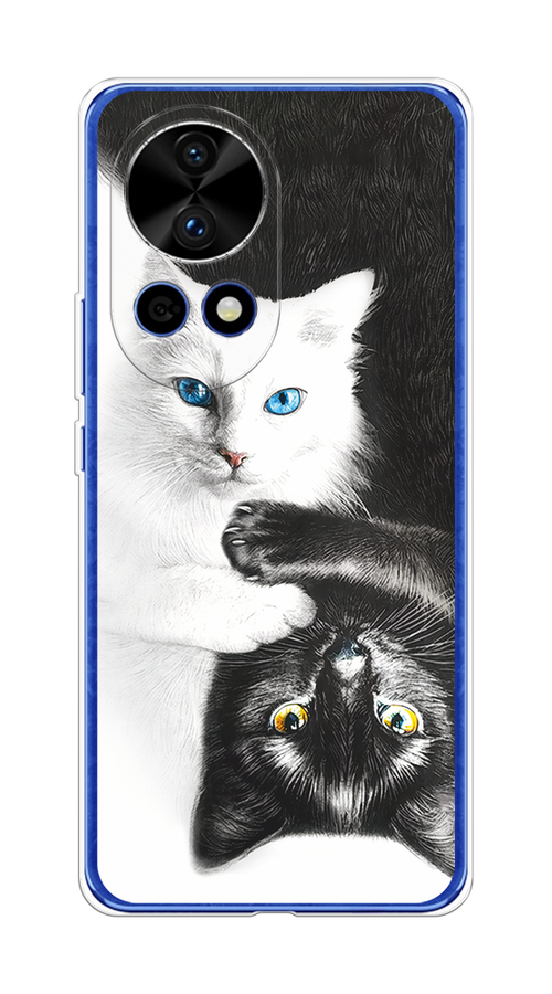 

Чехол на Huawei Nova 12 Pro "Коты Инь-Янь", Черный;белый;голубой, 6123150-1