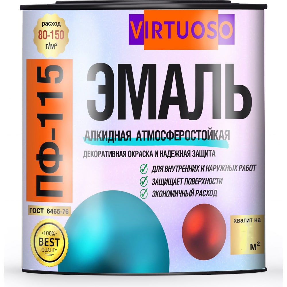 

Эмаль VIRTUOSO ПФ-115 ГОСТ красная 0,9 кг RAL-3020 9 11588499