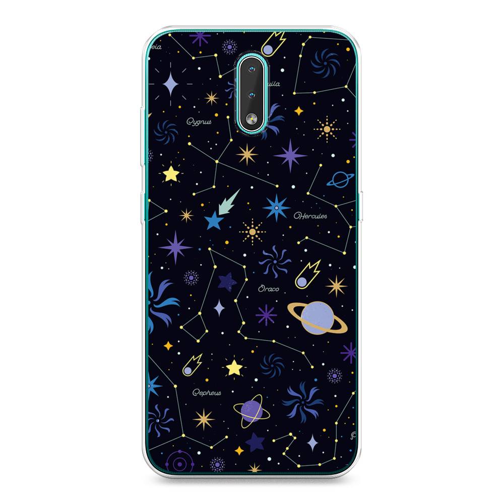 

Чехол на Nokia 2.3 "Цветной космос", Желтый, 123250-2