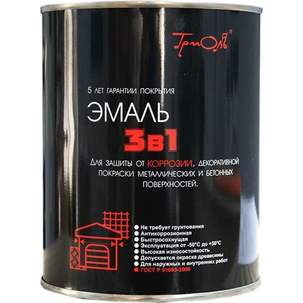 Эмаль ТРИОЛЬ 3 в 1 черная полуматовая T3V1BK08 959₽