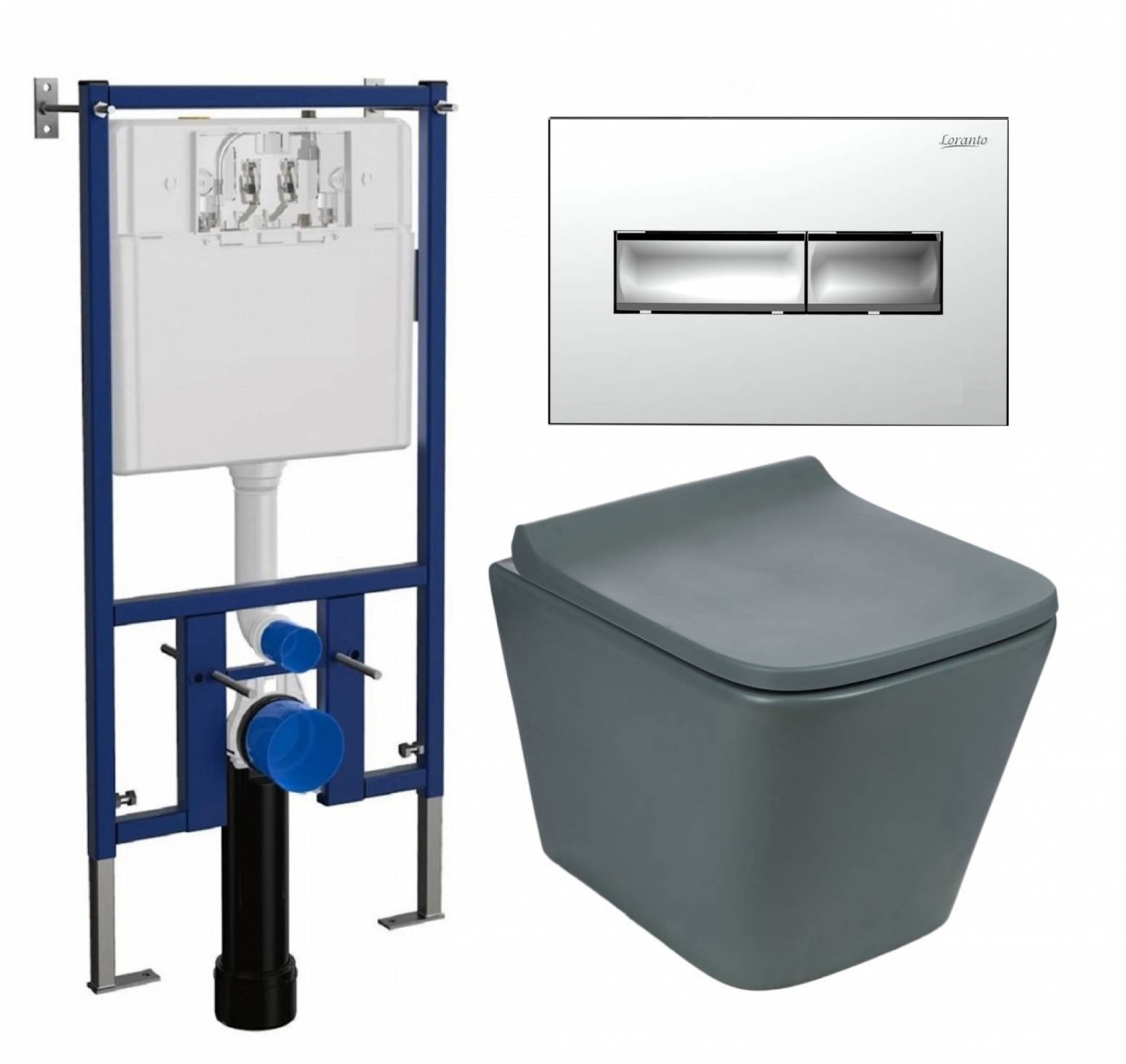 

Комплект: инсталляция Loranto + унитаз SK Gelbach MT-GR + кнопка хром, 521557