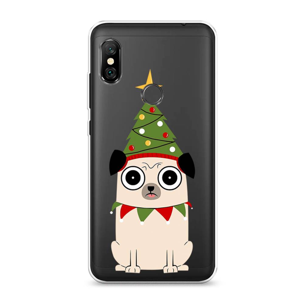

Чехол на Xiaomi Redmi Note 6 Pro "Собачка с ёлочкой", Бежевый;красный;зеленый, 34650-1