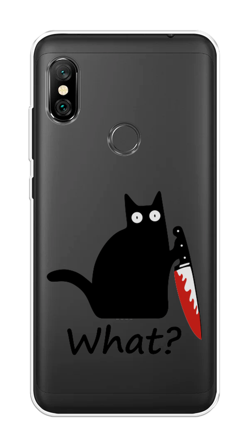 

Чехол на Xiaomi Redmi Note 6 Pro "Котик с ножом", Черный;красный, 34650-6