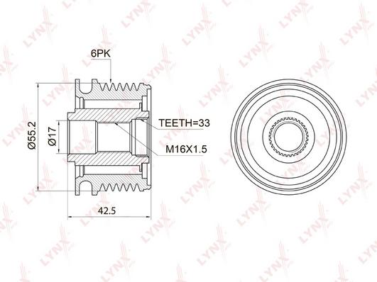 Муфта Обгонная Шкива Генератора Pa-1009 Nsii0007955235 LYNXauto арт. PA1009