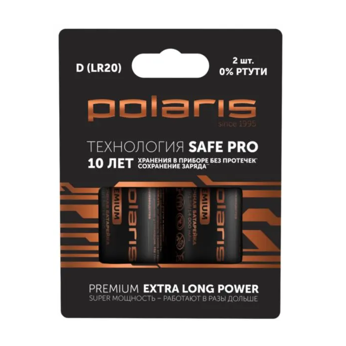 Батарейки Polaris Premium D LR20 2 шт