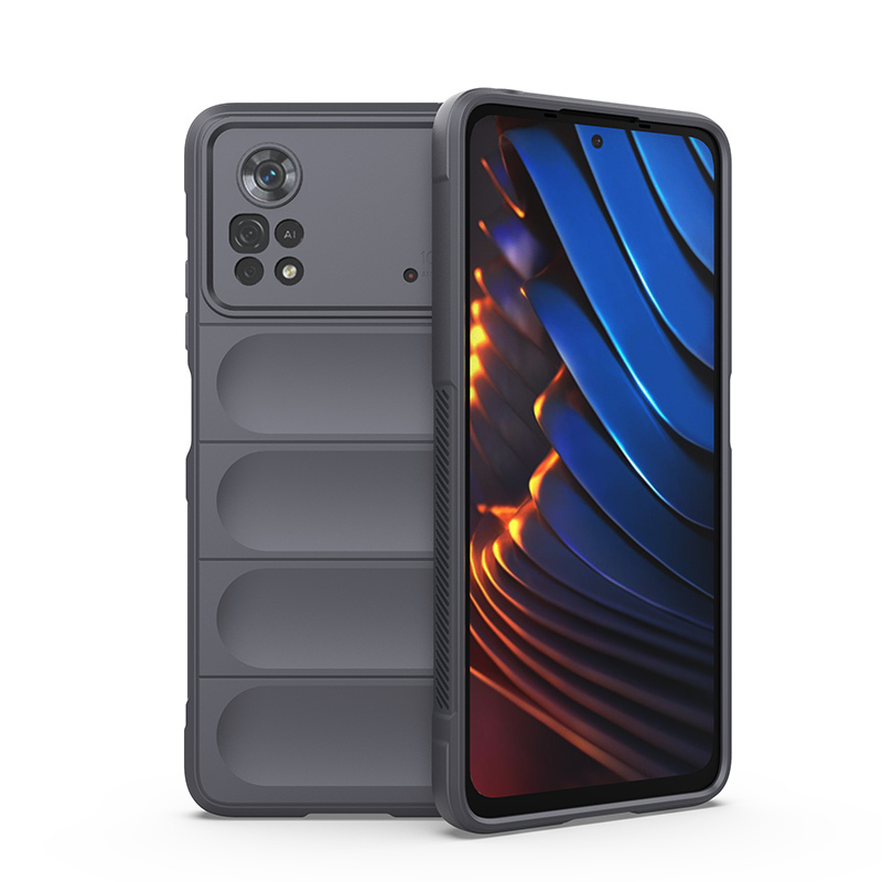 фото Противоударный чехол flexible case для xiaomi poco x4 pro 5g (серый) black panther