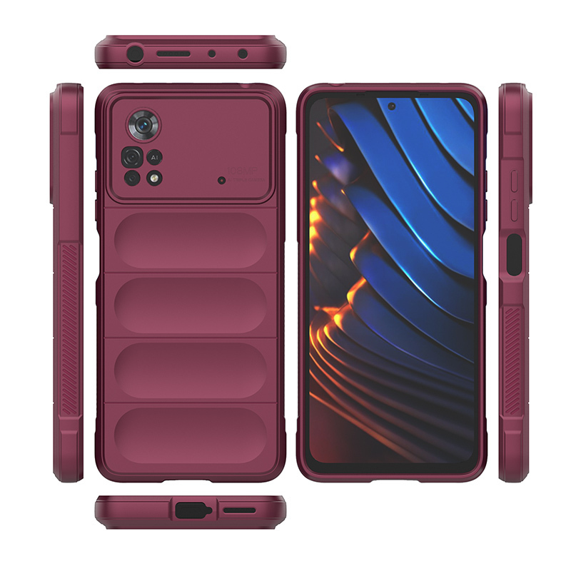 Противоударный чехол Flexible Case для Xiaomi Poco X4 Pro 5G (бордовый)