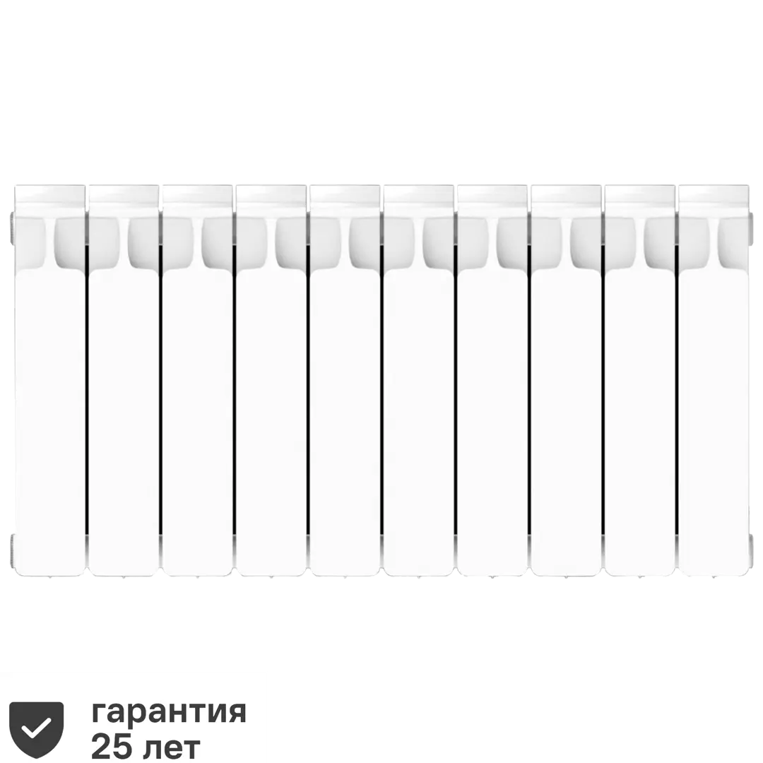 Радиатор Rifar Monolit 350/100 биметалл 10 секций боковое подключение цвет белый