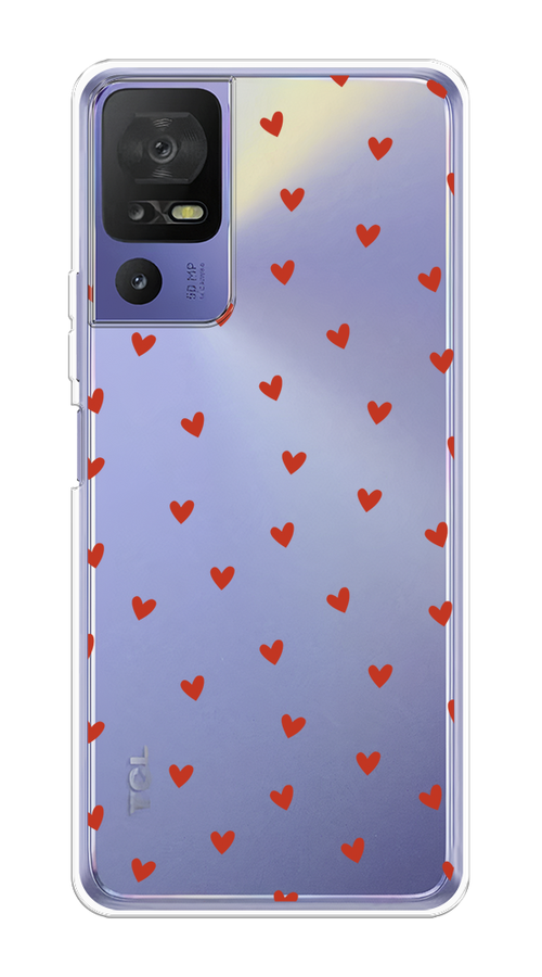 

Чехол на TCL 40 SE "Red hearts", Красный;прозрачный, 291550-1