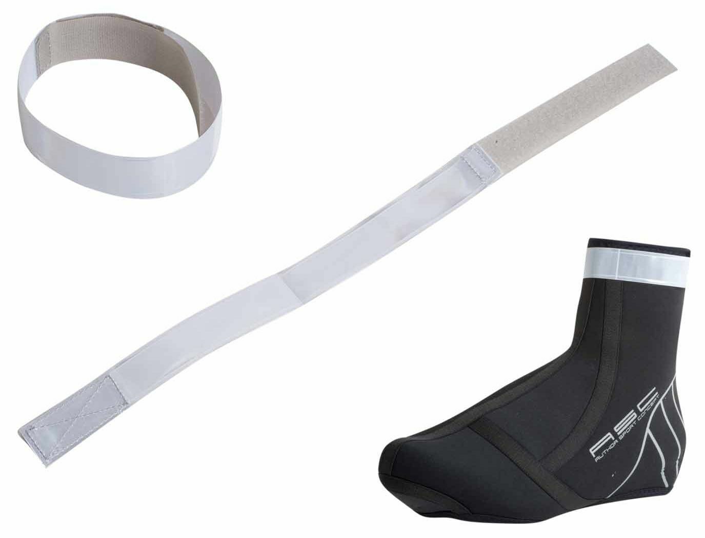 Светоотражающая лента для велосипедиста A-O35 на руку/ногу с липучкой неоново-серебристая