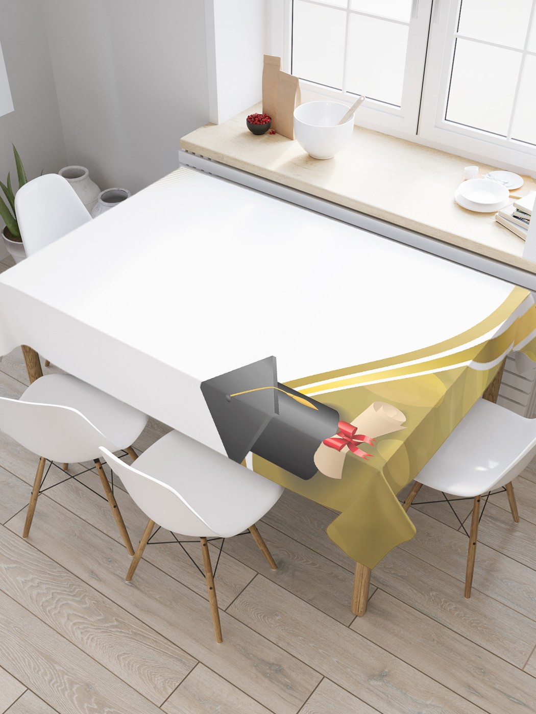 

Скатерть прямоугольная JoyArty "Открытка на выпускной" из оксфорда, 180x145 см, Белый, Открытка на выпускной