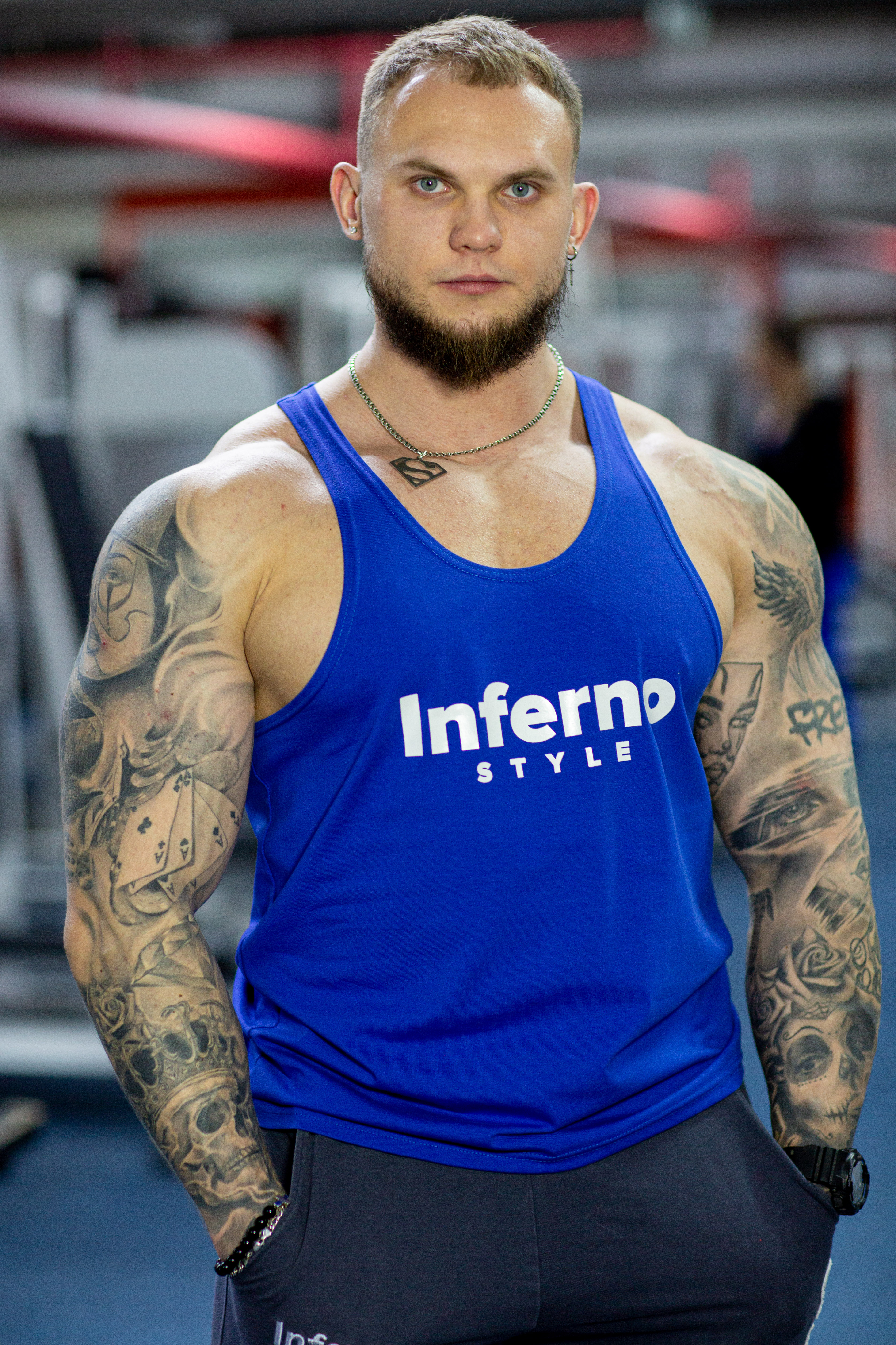 

Майка мужская INFERNO style М-008-001 синяя 4XL, Синий, М-008-001