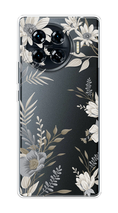 

Чехол на Tecno Spark 20 Pro Plus "Цветы сепия", Серый;прозрачный;зеленый;белый, 305050-1