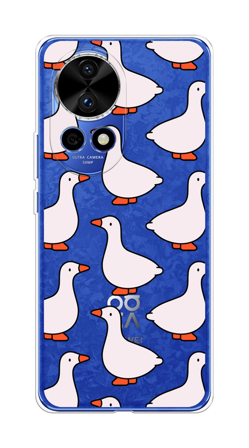 

Чехол на Huawei Nova 12 Pro "Гуси", Прозрачный;белый;оранжевый, 6123150-1