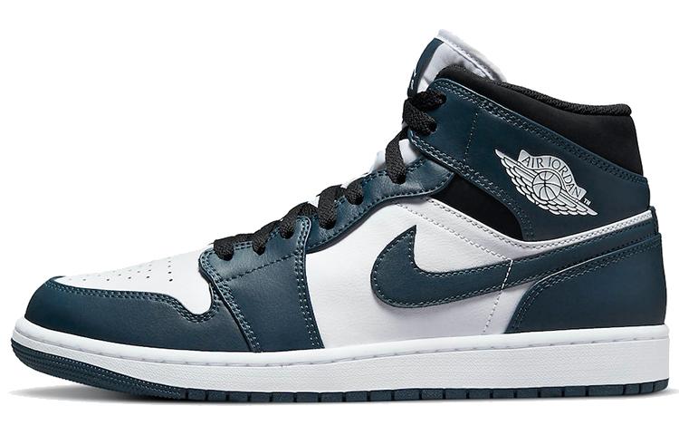 

Кеды унисекс Jordan Air Jordan 1 mid dark teal синие 43 EU, Синий, Air Jordan 1 mid dark teal