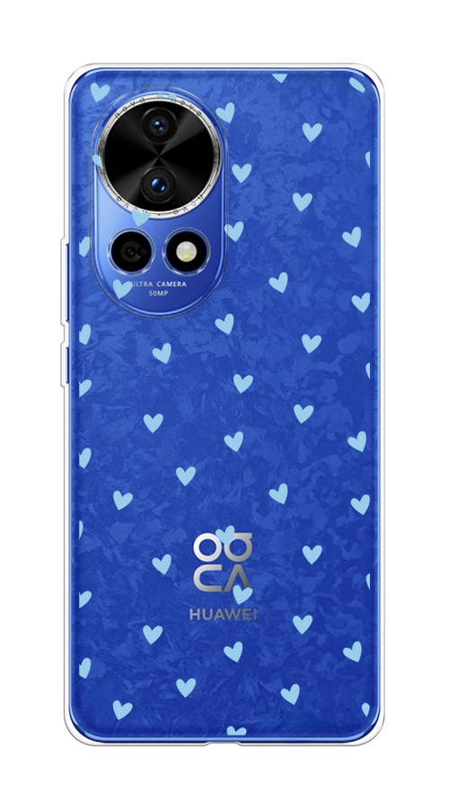 

Чехол на Huawei Nova 12 Pro "Голубые сердечки паттерн", Голубой;прозрачный, 6123150-1