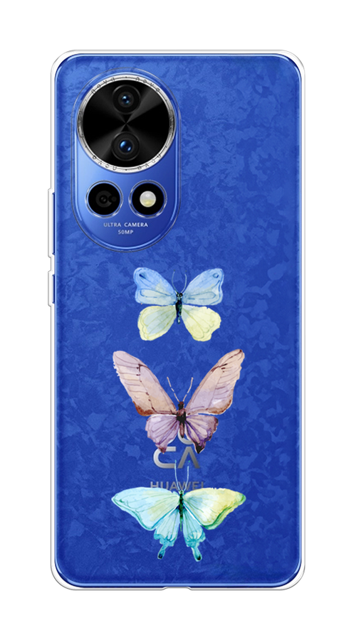 

Чехол на Huawei Nova 12 Pro "Акварельные бабочки", Бирюзовый;розовый, 6123150-1