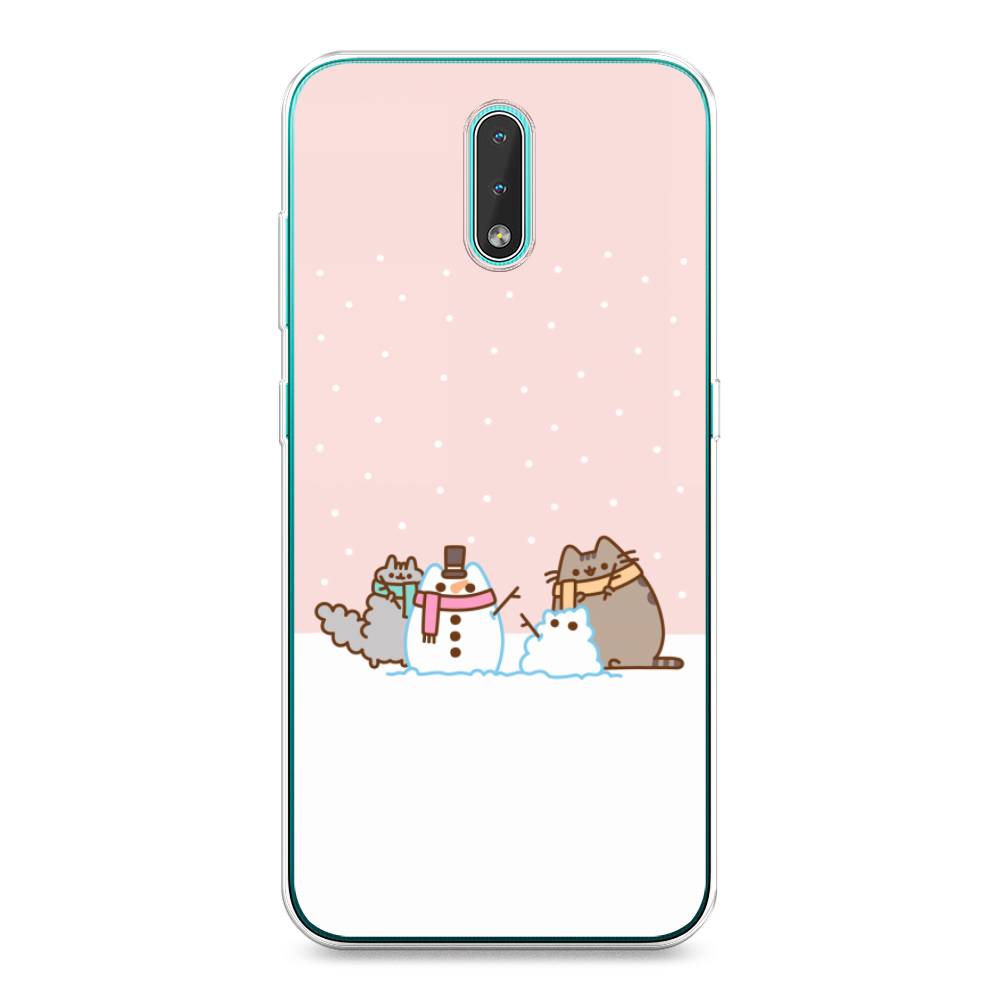 

Чехол на Nokia 2.3 "Котики в снегу", Розовый;белый;серый, 123250-5