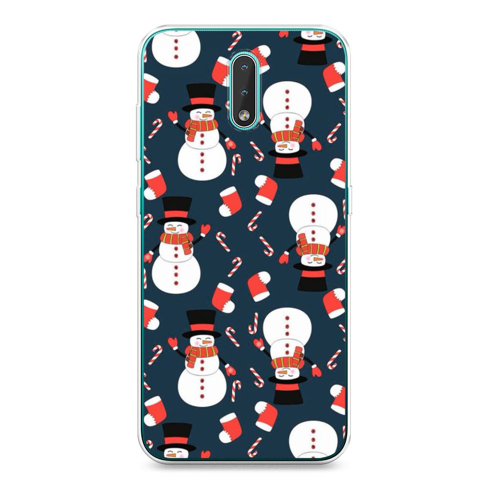 

Чехол на Nokia 2.3 "Синие снеговики", Синий;белый;красный, 123250-5