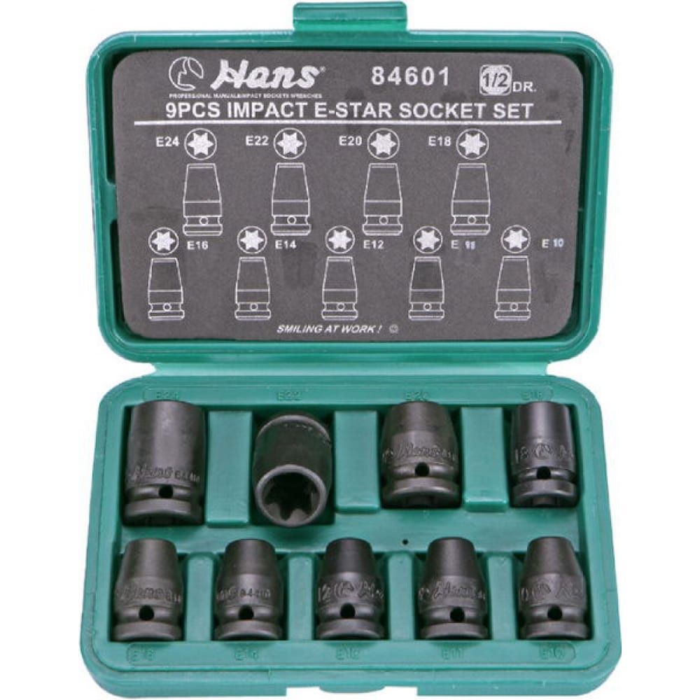 

Hans Комплект ударных головок 1/2" E10-E24 9шт 84601