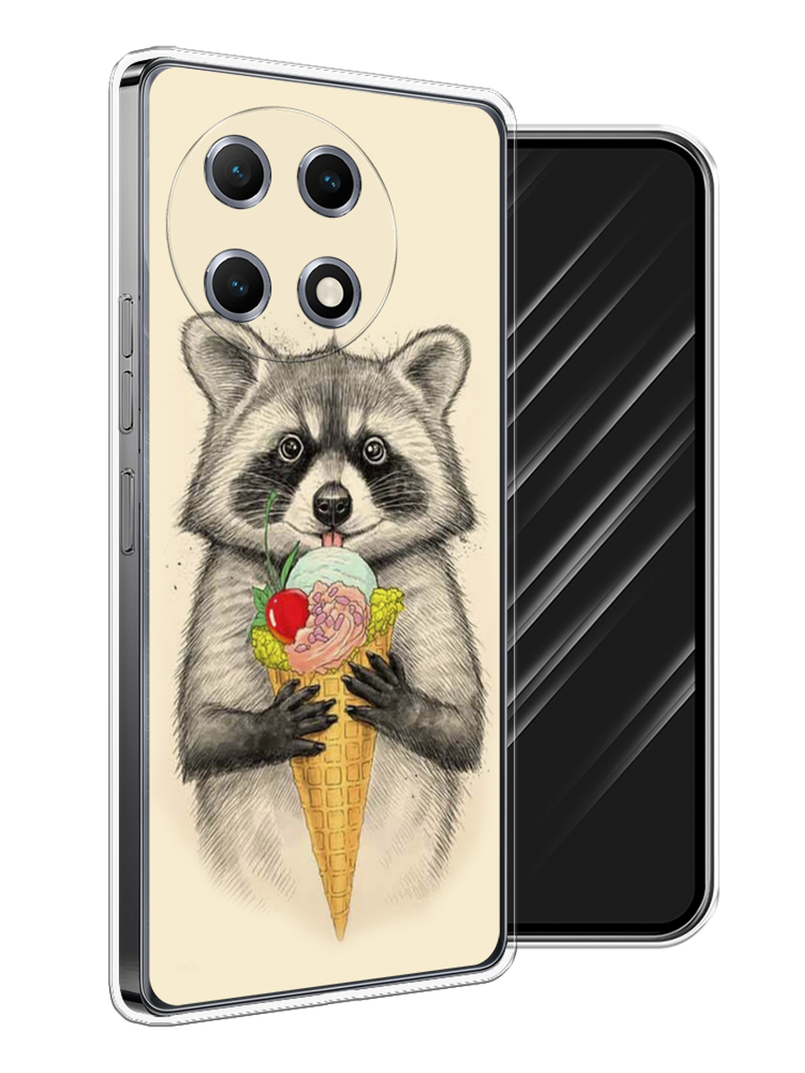 

Чехол Awog на Tecno Camon 30S "Енот с мороженым", Бежевый;серый, 309650-1
