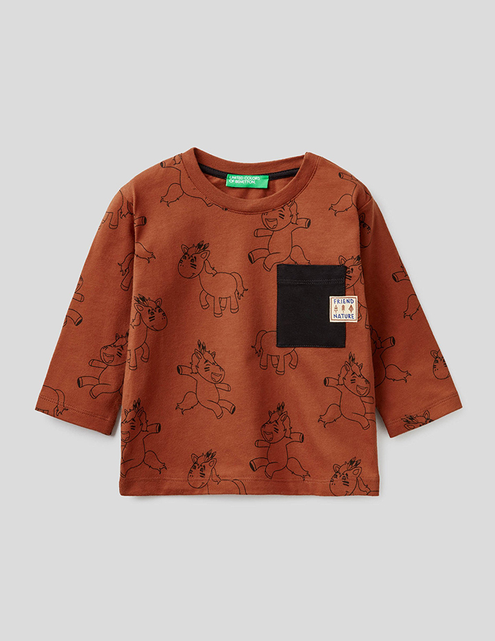 фото Лонгслив детский united colors of benetton 21a_3vacc15g1_72h коричневый р.82