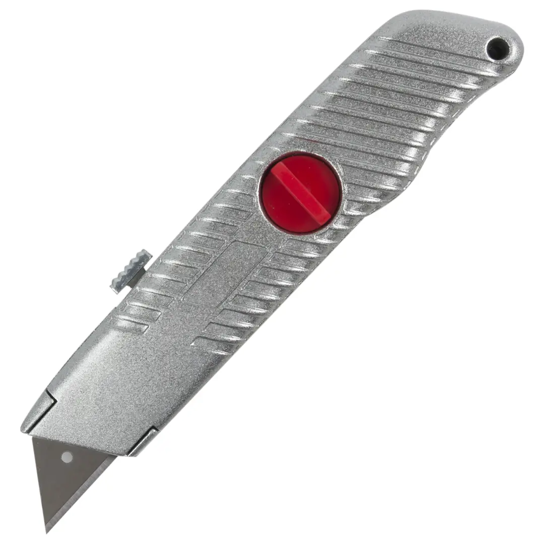 Нож строительный Matrix 18 мм, трапециевидное лезвие ножницы закройные скошенное лезвие прорезиненная ручка 10