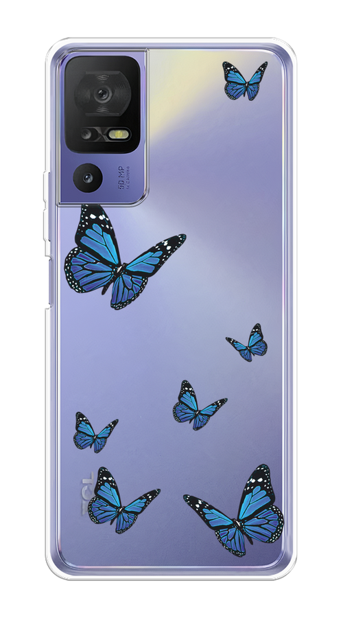 

Чехол на TCL 40 SE "Blue butterflies", Синий;черный, 291550-1