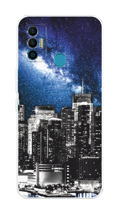 

Чехол на Tecno Spark 7 "Космический Нью-Йорк", Синий;серый, 301050-1