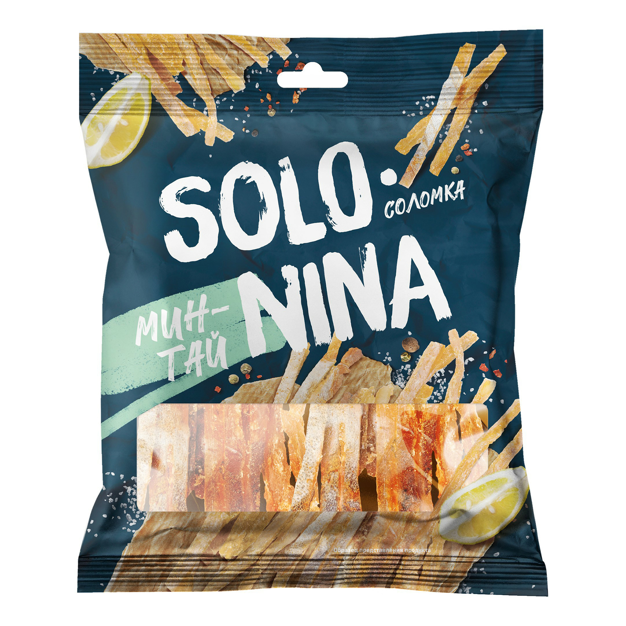 Минтай Solo Nina вялено-сушеный с перцем соломка 70 г