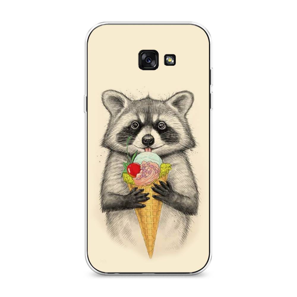 

Чехол Awog на Samsung Galaxy A7 2017 / Самсунг A7 2017 "Енот с мороженым", Бежевый;серый, 20950-10