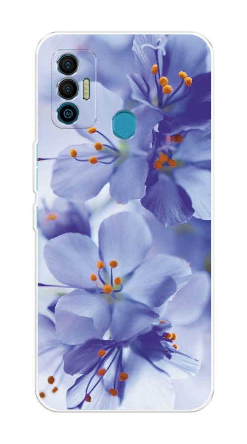 

Чехол на Tecno Spark 7 "Фиолетовые цветки", Фиолетовый;синий, 301050-1