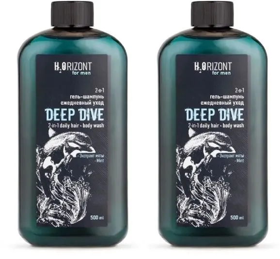 

Гель-шампунь для душа Vilsen H2Orizont Deep Dive Ежедневный уход 2в1 500 мл 2 шт, Deep Dive