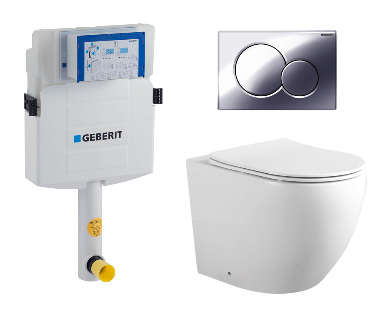 

Комплект: смывной бачок Geberit Duofix + унитаз Европа + кнопка хром, 535655