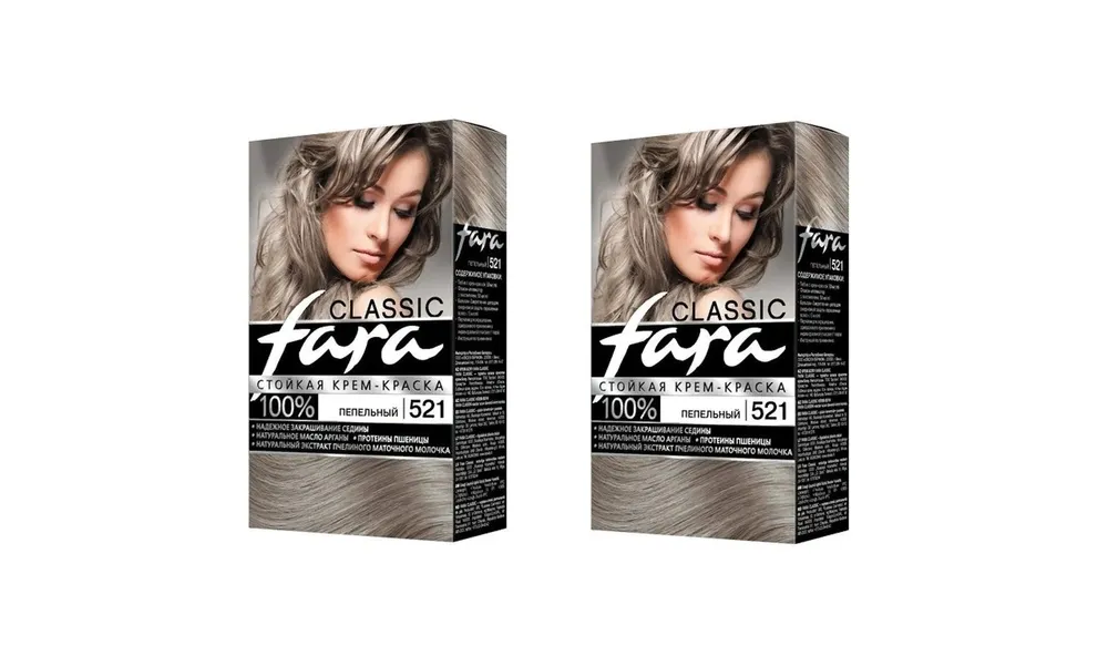 

Краска для волос Fara Classic 521 Пепельный 115 г 2 шт, Classic