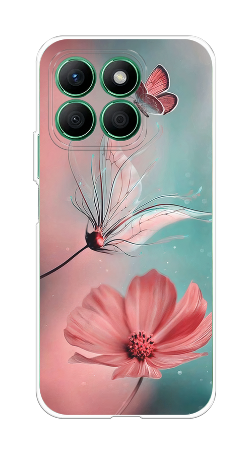 

Чехол на Honor X8B "Бабочка и цветок", Голубой;розовый, 6123250-1