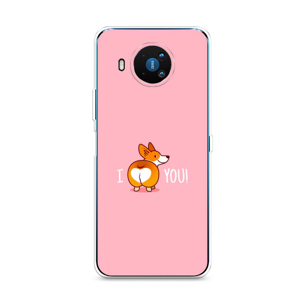 

Чехол на Nokia 8.3 "Корги I love you", Розовый;коричневый;белый, 123550-1